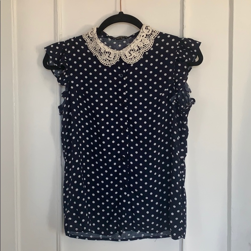 Navy blue polka dot blouse